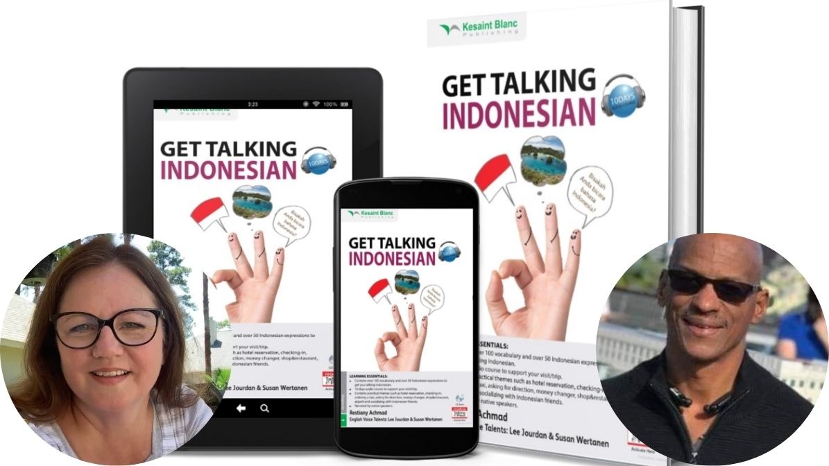 Ibu Susie and Pak Leland sebagai Voice Talents Get Talking Indonesian