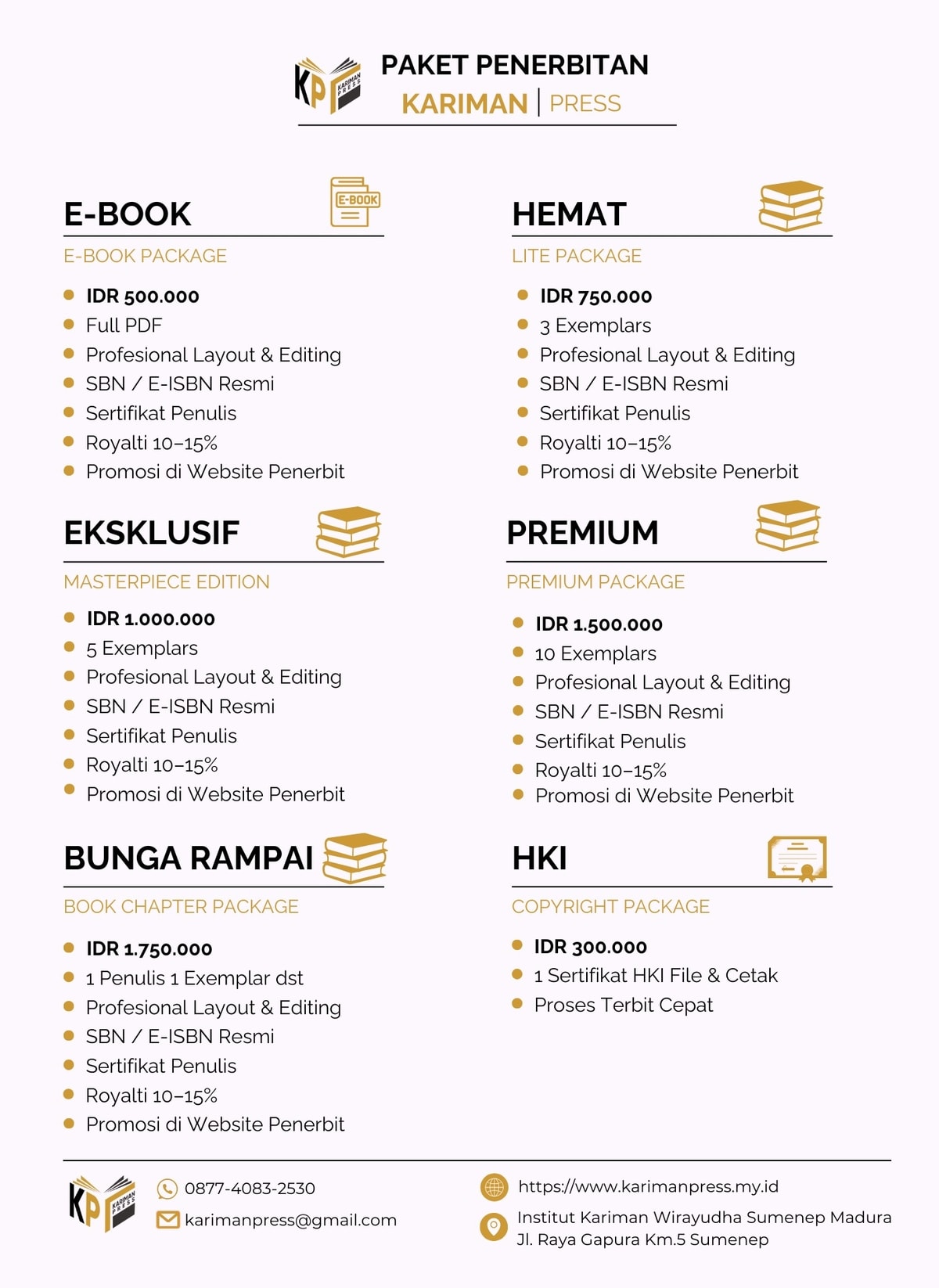 Cara Praktis Menerbitkan Buku Bersama Kariman Press – Pilih Paket Favorit Anda!