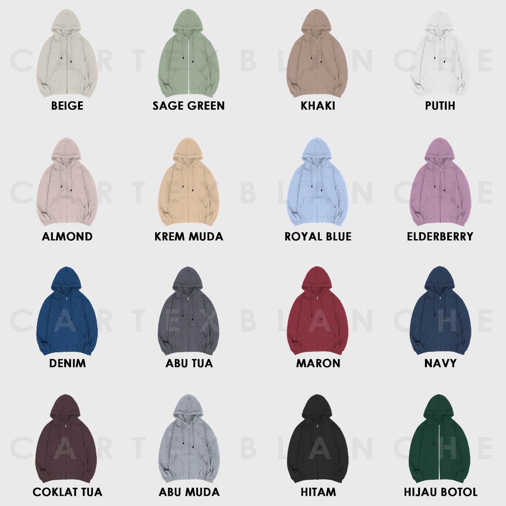 Varian Warna Hoodie Zipper