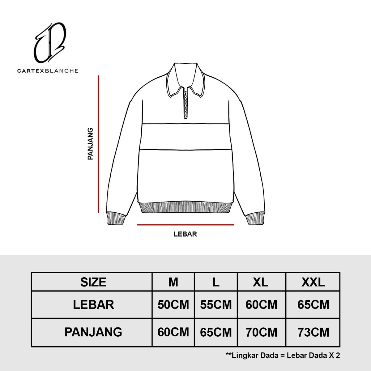 Chart Size Halfzip Sweater