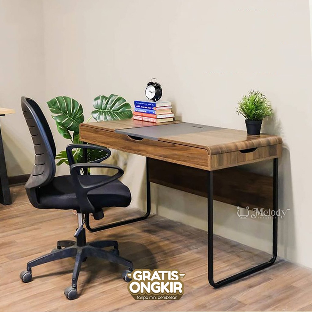 Meja Kerja Meja Belajar Meja Komputer Sherin Desk - COLUMBIA GREY