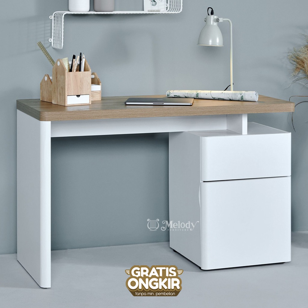 Melody Furniture Meja Kerja Meja Belajar LIBRE 122 RIVIERA - WHITE