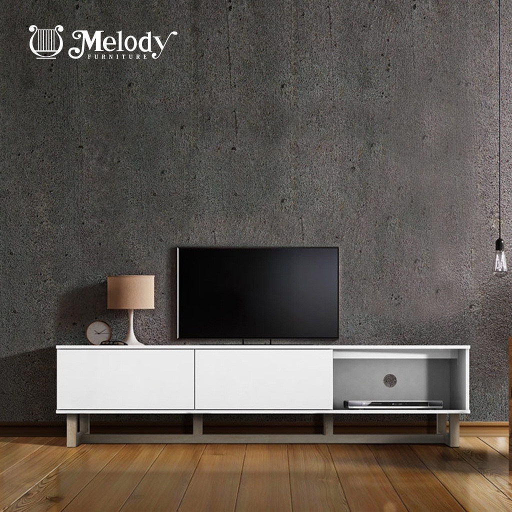 Melody Furniture - Meja TV RAZE TV STAND 1800 WG - SOL White Putih Aesthetic Ruang Tamu