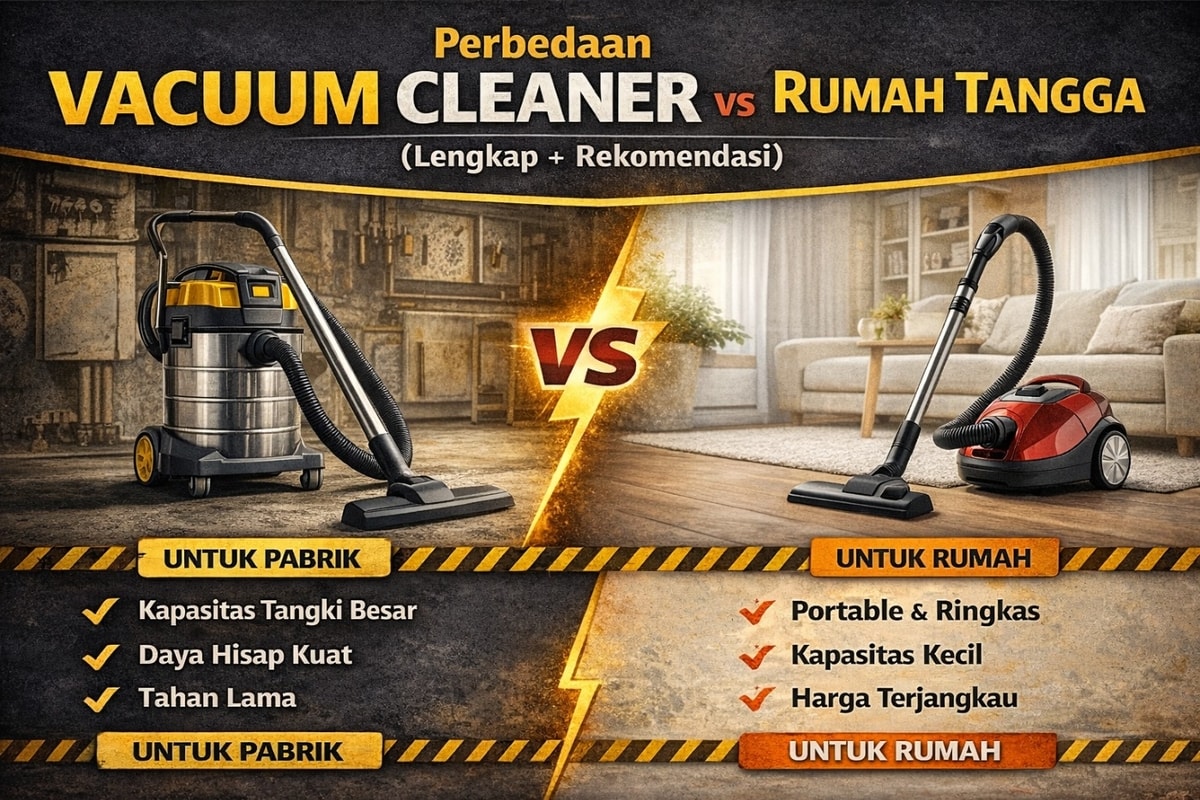 Perbedaan Vacuum Cleaner Industri vs Rumah Tangga (Lengkap + Rekomendasi)