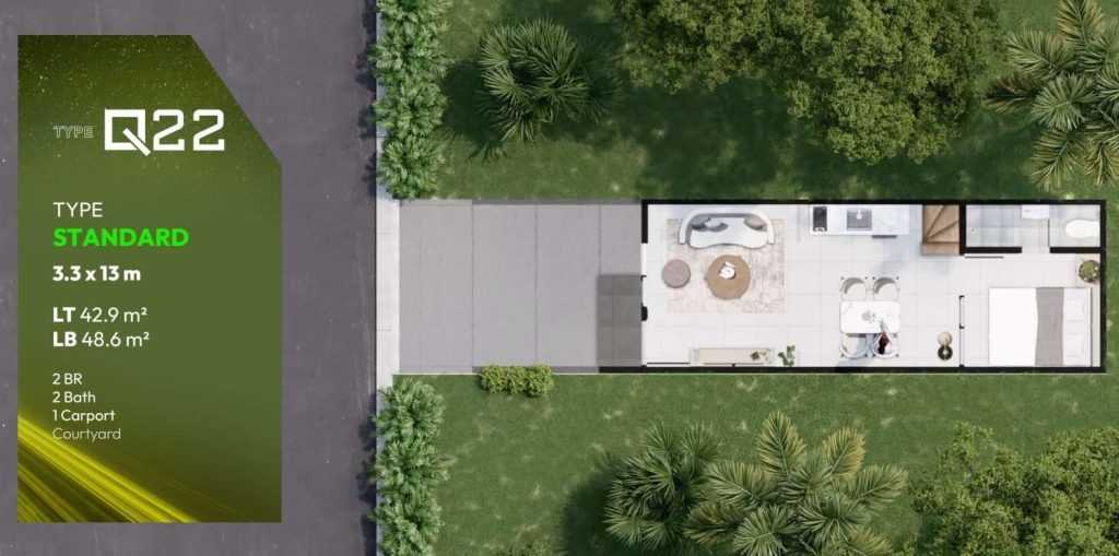 Layout Rumah XQ Livin Tipe Q22 Lippo Cikarang | 2 Lantai 2 Kamar Tidur 2 Kamar Mandi