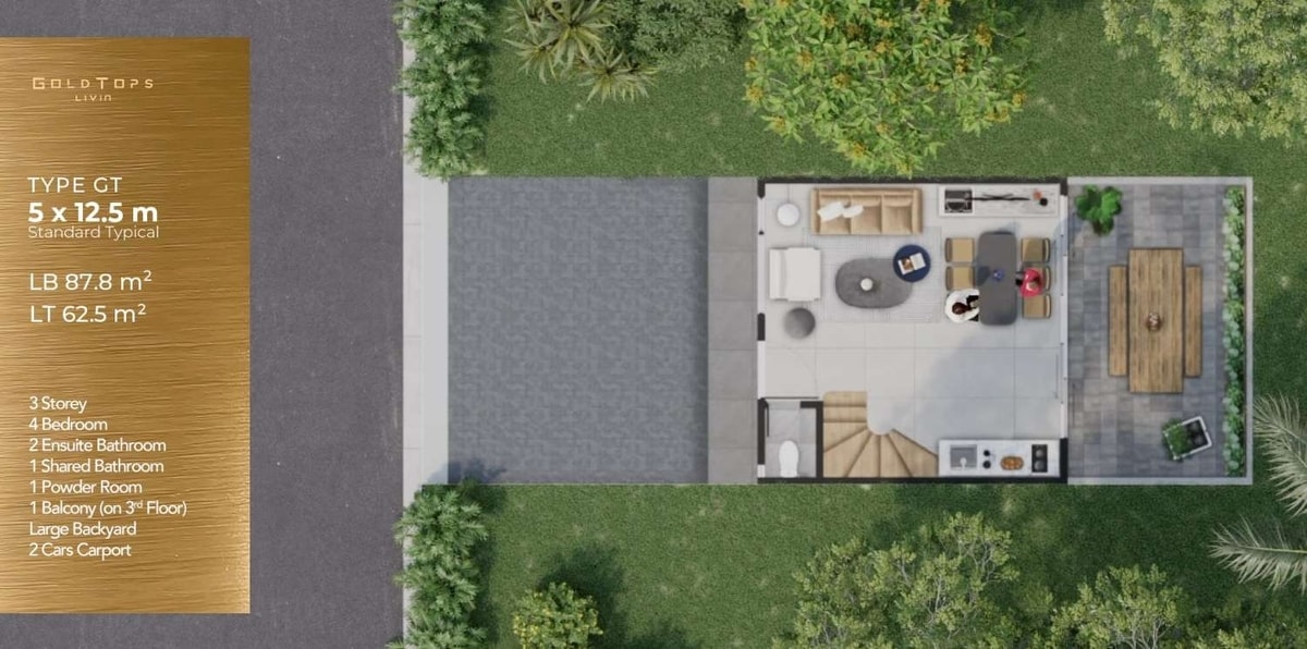 Layout Neo Top Collection Tipe GT (Gold Top) Lippo Cikarang  2 Lantai 4 Kamar Tidur 3 Kamar Mandi