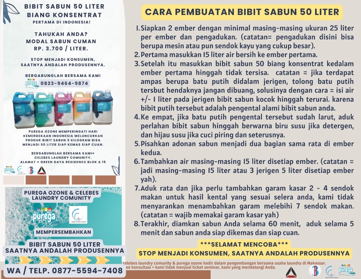 Cara Pembuatan Bibit 50 Liter Biang Konsentrat