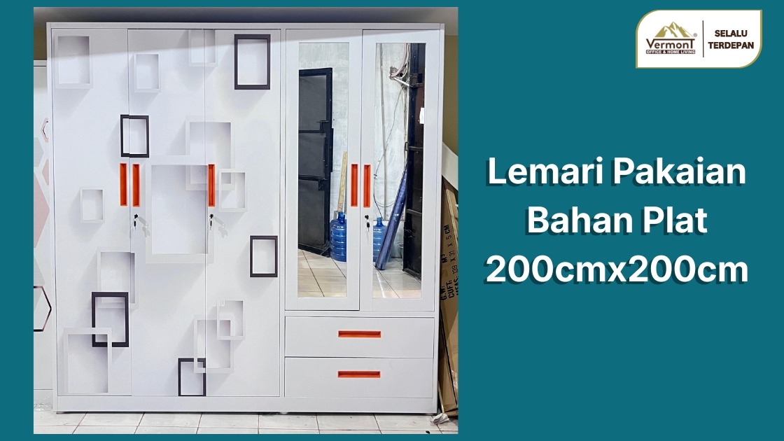 Lemari pakaian jumbo bahan plat besi lebari 200cm
