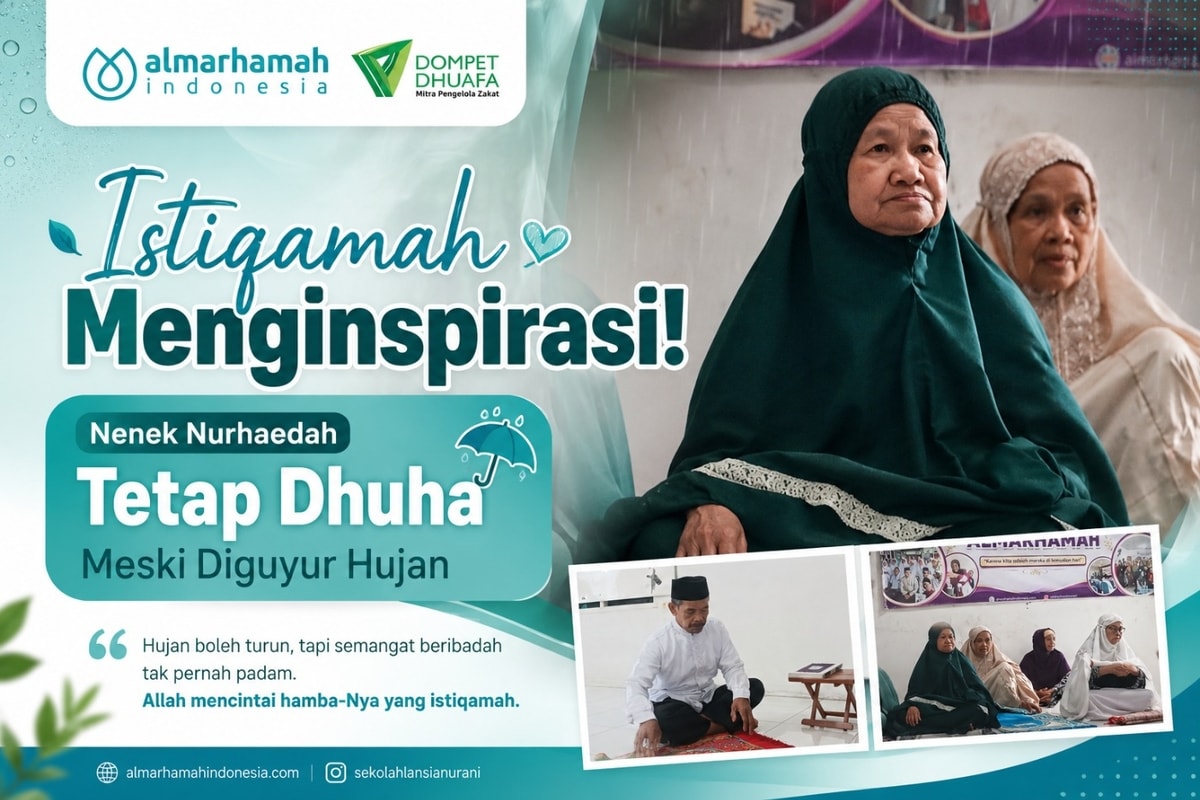 Istiqamah Menginspirasi! Nenek Nurhaedah Tetap Dhuha Meski Diguyur Hujan