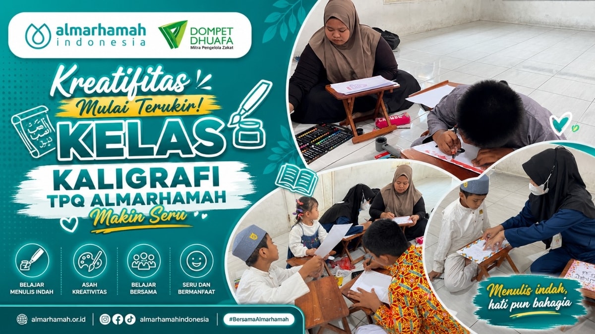 Kreatifitas Mulai Terukir! Kelas Kaligrafi TPQ Almarhamah Makin Seru