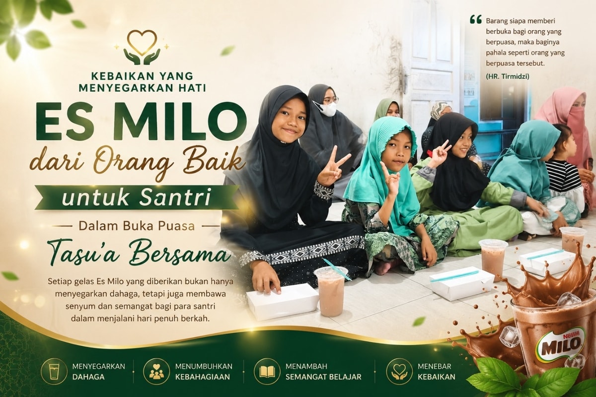 Seteguk Kebahagiaan! Donasi Es Milo untuk Santri Almarhamah