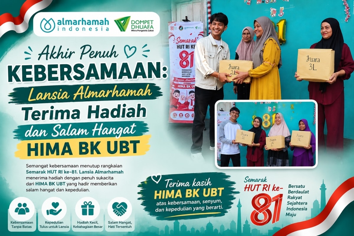 Akhir Penuh Kebersamaan: Lansia Almarhamah Terima Hadiah dan Salam Hangat HIMA BK UBT