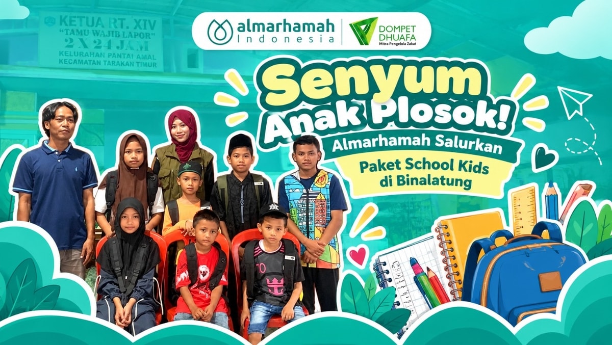 Senyum Anak Plosok! Almarhamah Salurkan Paket School Kids di Binalatung