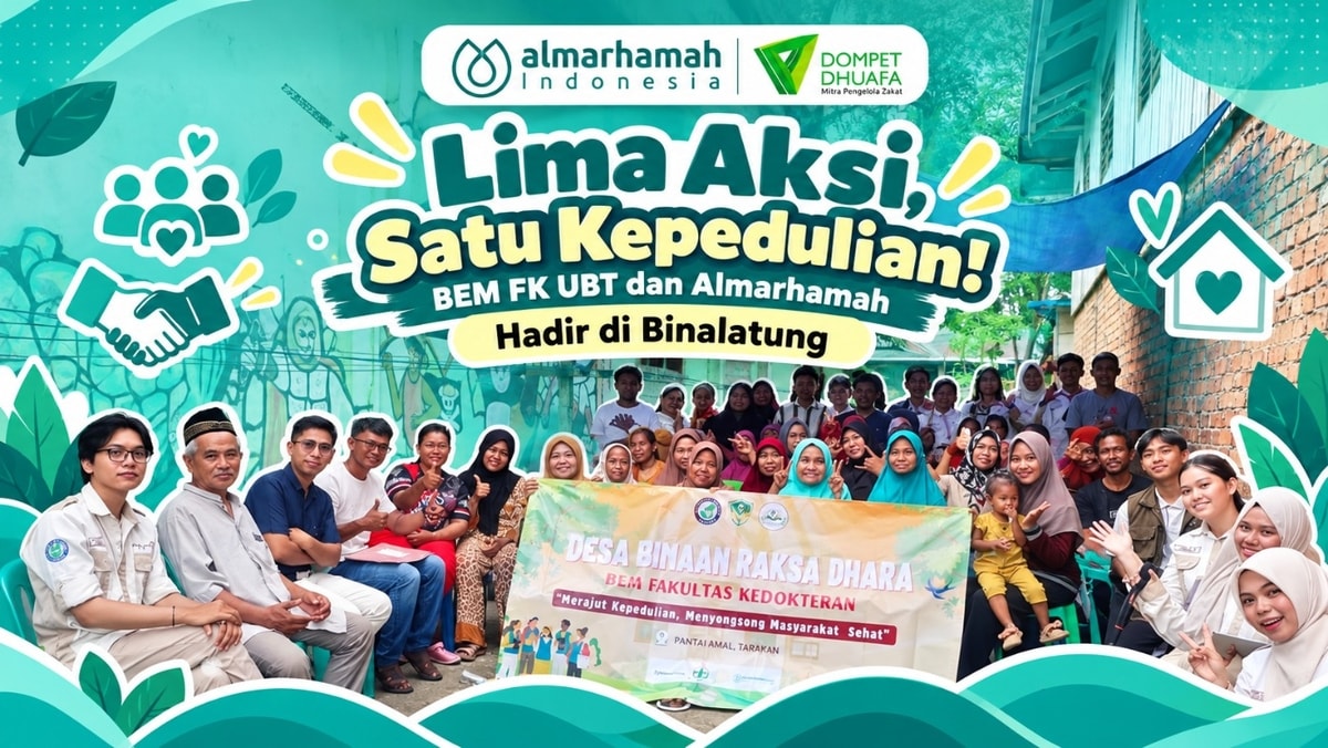 Lima Aksi, Satu Kepedulian! BEM FK UBT dan Almarhamah Hadir di Binalatung