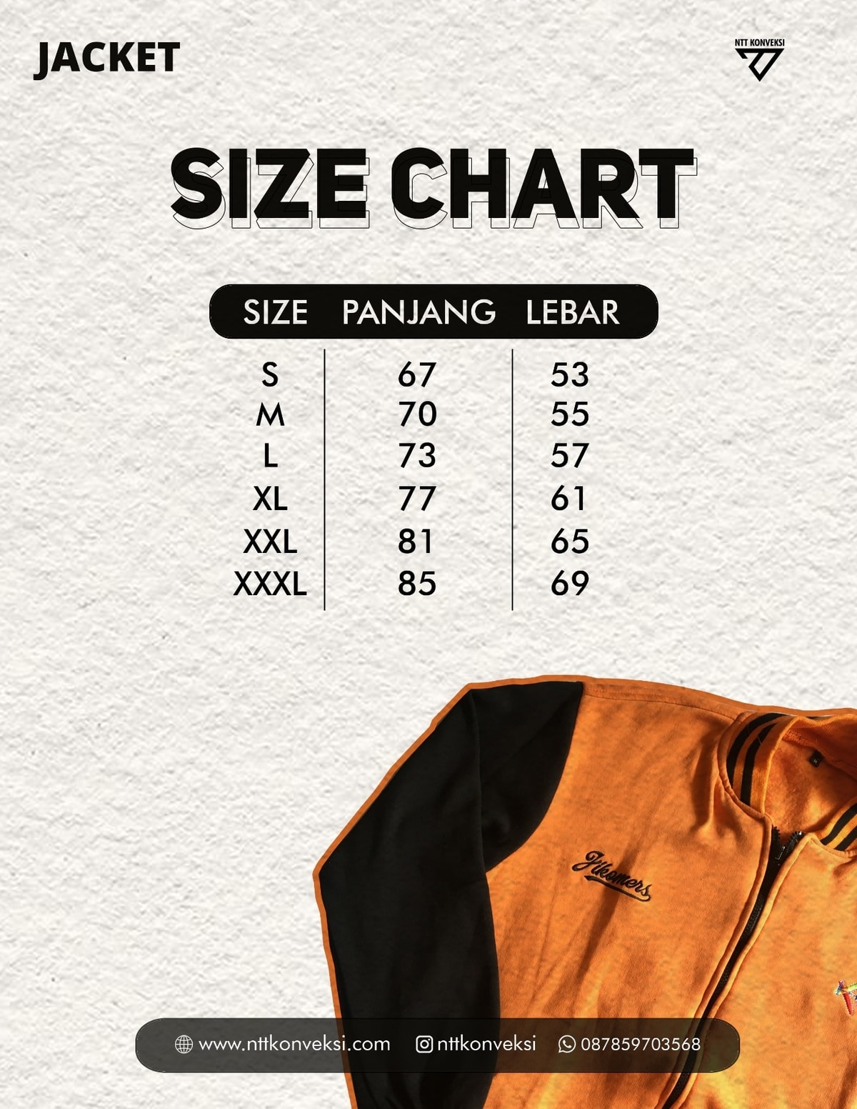 Panduan ukuran Jaket