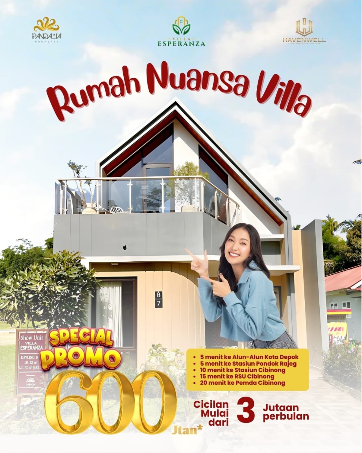 Spesial Promo Rumah Nuansa Villa di Villa Esperanza Cibinong: Cicilan Mulai 3 Juta, Miliki Hunian Impian Sekarang!