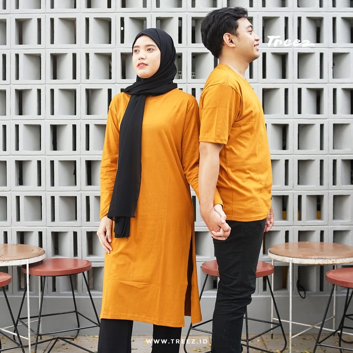 Kaos Emilia Couple Polos Premium By Treez - Dark Mustard