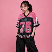 JERSIC - Jersey Anime Pink Chainsaw Man Power 76 Oversize Streetwear Dry Fit Unisex