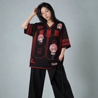 JERSIC - Jersey Anime Hitam Chainsaw Man Makima 80 Oversize Streetwear Dry Fit Unisex