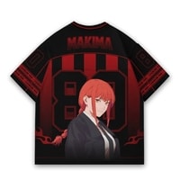 JERSIC - Jersey Anime Hitam Chainsaw Man Makima 80 Oversize Streetwear Dry Fit Unisex