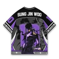JERSIC - Jersey Anime Hitam Solo Leveling Sun Jinwoo 10 Oversize Streetwear Dry Fit Unisex