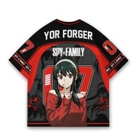 JERSIC - Jersey Anime Hitam Merah SPY x Family Yor Forger 07 Oversize Streetwear Dry Fit Unisex