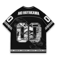 JERSIC - Jersey Anime Hitam Chainsaw Man Aki Hayakawa 00 Oversize Streetwear Dry Fit Unisex