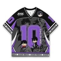 JERSIC - Jersey Anime Hitam Solo Leveling Sun Jinwoo 10 Oversize Streetwear Dry Fit Unisex