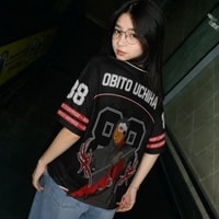 JERSIC - Jersey Anime Hitam Naruto Shippuden Obito Uciha 88 Oversize Streetwear Dry Fit Unisex