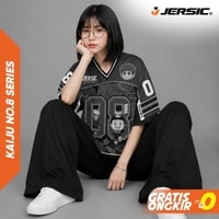 JERSIC - Jersey Anime Hitam Kaiju08 Kafka Hibino 08 Oversize Streetwear Dry Fit Unisex