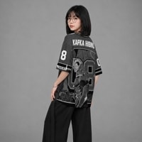 JERSIC - Jersey Anime Hitam Kaiju08 Kafka Hibino 08 Oversize Streetwear Dry Fit Unisex