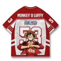JERSIC - Jersey Anime Merah One Piece Monkey D. Luffy 53 Oversize Streetwear Dry Fit Unisex