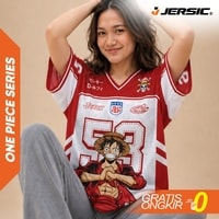 JERSIC - Jersey Anime Merah One Piece Monkey D. Luffy 53 Oversize Streetwear Dry Fit Unisex