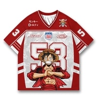 JERSIC - Jersey Anime Merah One Piece Monkey D. Luffy 53 Oversize Streetwear Dry Fit Unisex