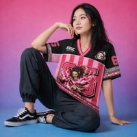 JERSIC - Jersey Anime Pink Demon Slayer Nezuko 65 Oversize Streetwear Dry Fit Unisex