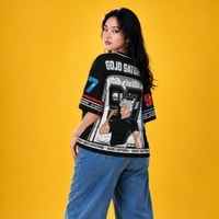 JERSIC - Jersey Anime Hitam Jujutsu Kaisen Gojo Satoru 97 Oversize Streetwear Dry Fit Unisex