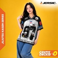 JERSIC - Jersey Anime Hitam Jujutsu Kaisen Gojo Satoru 97 Oversize Streetwear Dry Fit Unisex