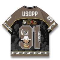 JERSIC - Jersey Anime Coklat One Piece Usopp 91 Oversize Streetwear Dry Fit Unisex