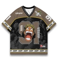 JERSIC - Jersey Anime Coklat One Piece Usopp 91 Oversize Streetwear Dry Fit Unisex