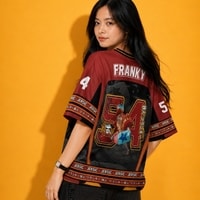 JERSIC - Jersey Anime Merah One Piece Franky 54 Oversize Streetwear Dry Fit Unisex