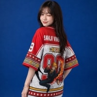 JERSIC - Jersey Anime Maroon One Piece Sanji Vinsmoke 90 Oversize Streetwear Dry Fit Unisex