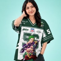 JERSIC - Jersey Anime Hijau One Piece Zoro 56 Oversize Streetwear Dry Fit Unisex