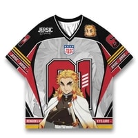 JERSIC - Jersey Anime Merah Demon Slayer Kyojuro 61 Oversize Streetwear Dry Fit Unisex