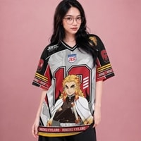 JERSIC - Jersey Anime Merah Demon Slayer Kyojuro 61 Oversize Streetwear Dry Fit Unisex