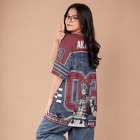 JERSIC - Jersey Anime Merah Maroon Demon Slayer Akaza 03 Oversize Streetwear Dry Fit Unisex