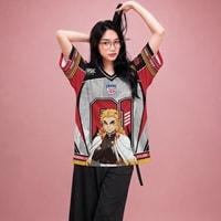 JERSIC - Jersey Anime Merah Demon Slayer Kyojuro 61 Oversize Streetwear Dry Fit Unisex