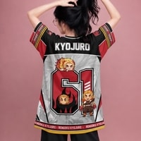 JERSIC - Jersey Anime Merah Demon Slayer Kyojuro 61 Oversize Streetwear Dry Fit Unisex
