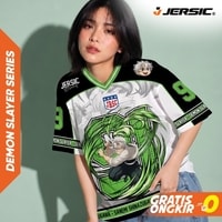 JERSIC - Jersey Anime Hijau Demon Slayer Sanemi 91 Oversize Streetwear Dry Fit Unisex