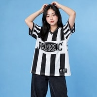 JERSIC - Jersey Retro Hitam Putih Striped Classic Oversize Streetwear Dry Fit Unisex