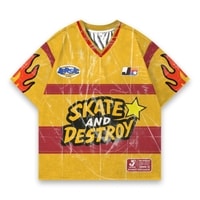 JERSIC - Jersey Skater Kuning Skate & Destroy Tiger Flame Oversize Streetwear Dry Fit Unisex